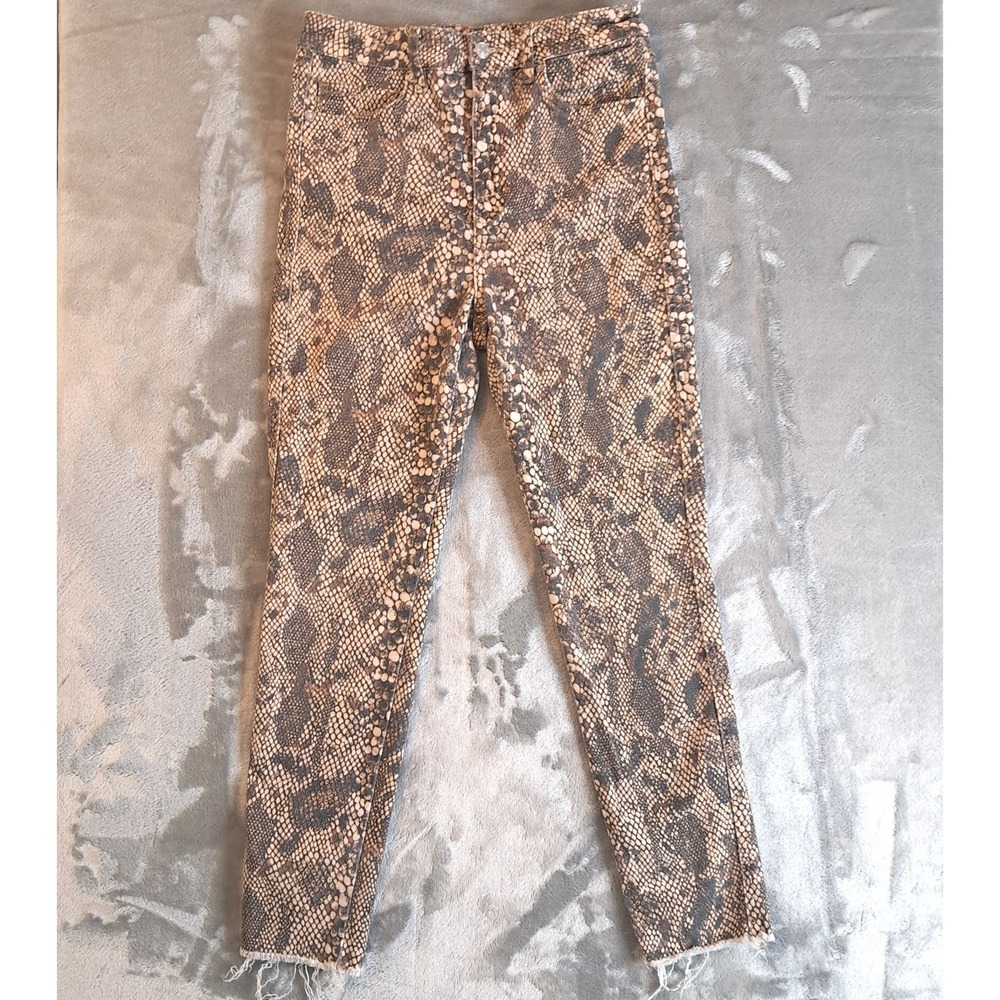 We The Free Jeans Womens 30 Snakeskin Print Raw Hem Skinny Jeans Hi Rise Stretch